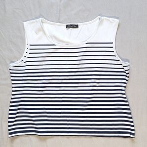 Michel Tyler Navy Blue White Sleeveless Top, XL
